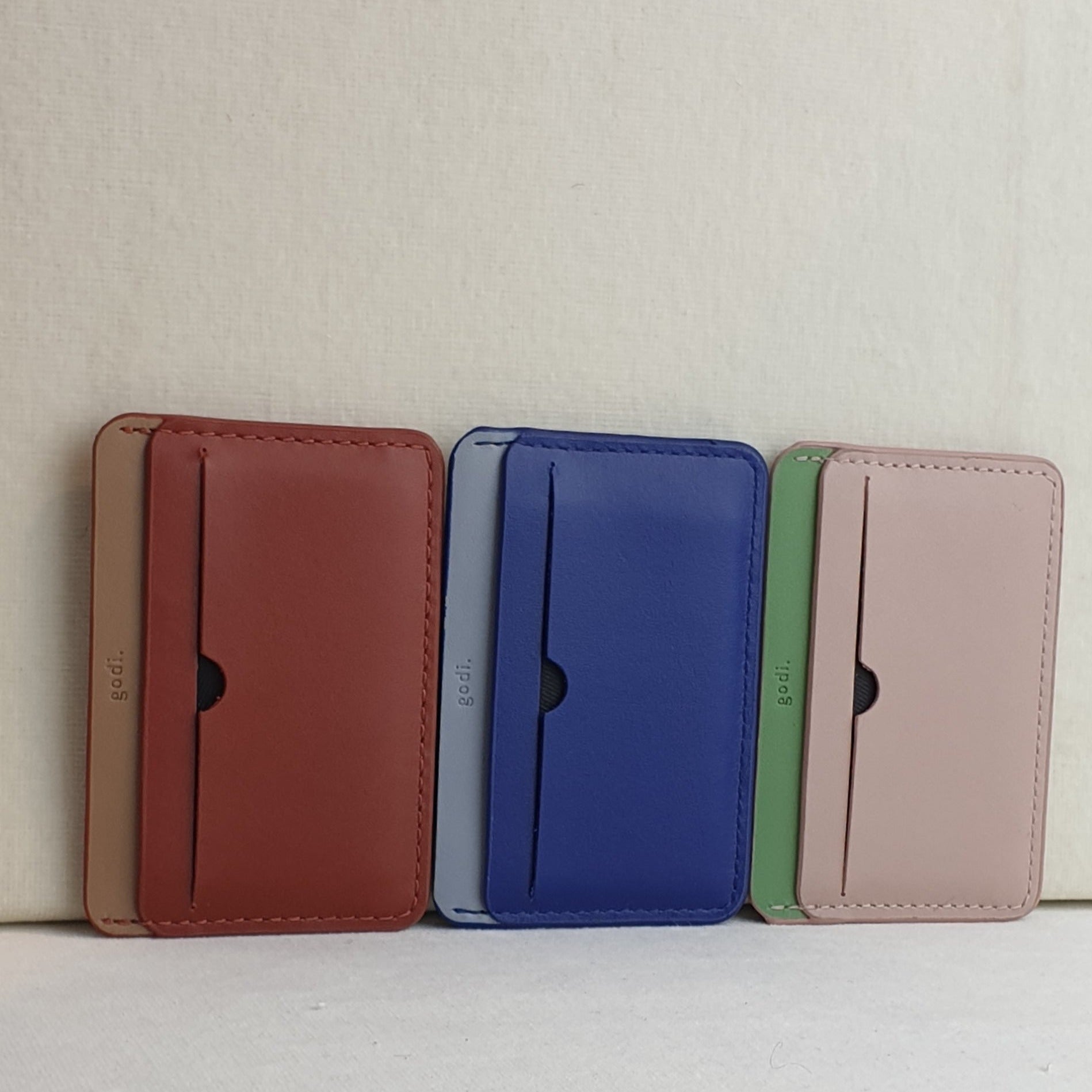 Slim Cardholder in Nude Pink and Sea Green