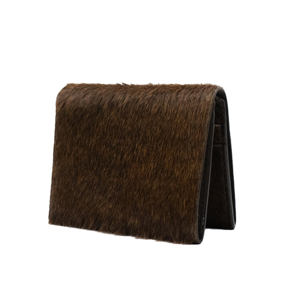 Brown leather wallet on a white background