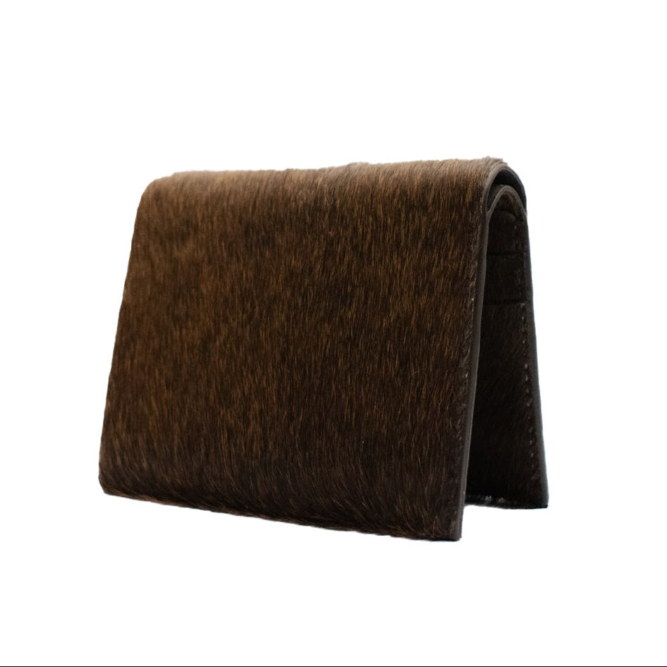 Brown leather wallet on a white background