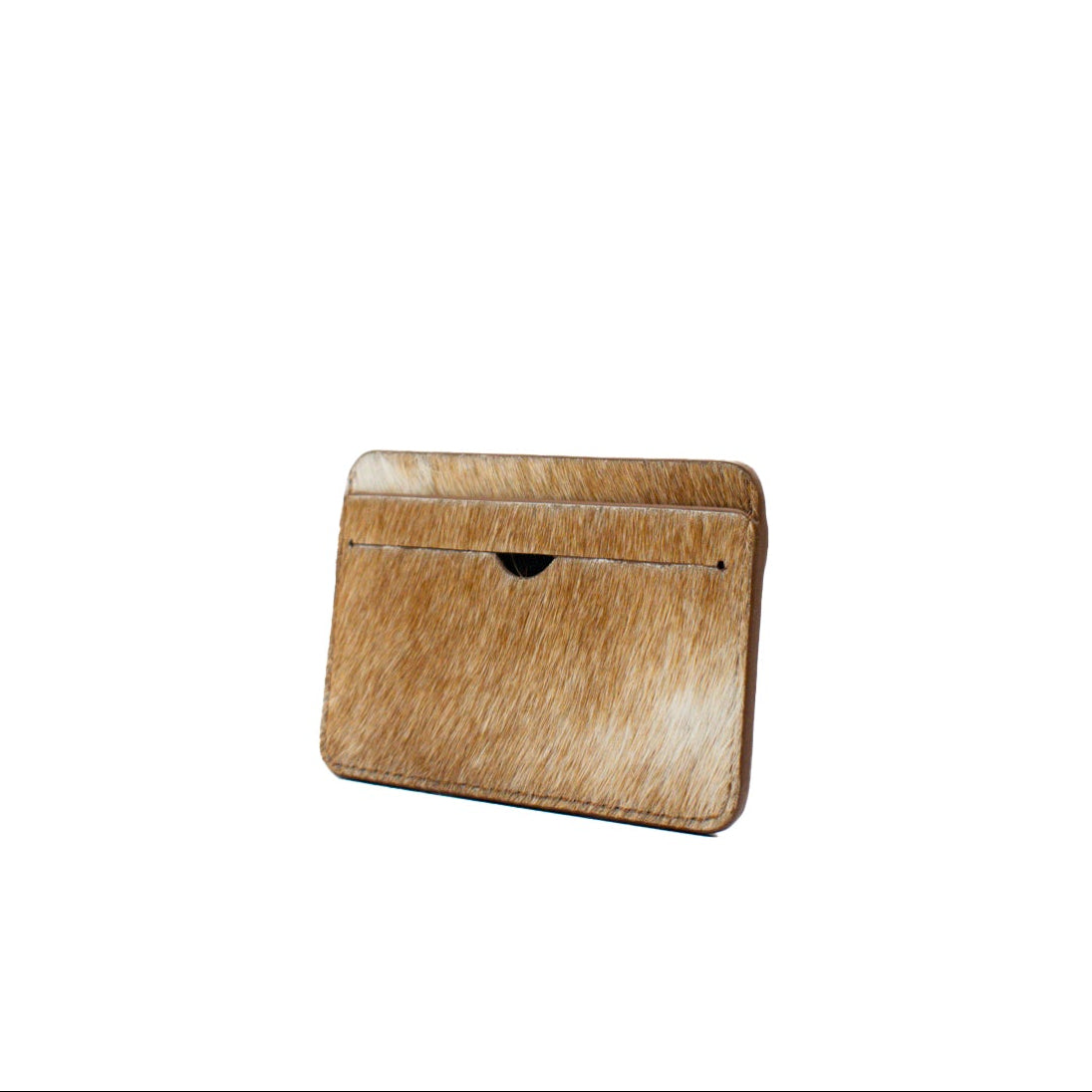 cow hair wallet on a white background