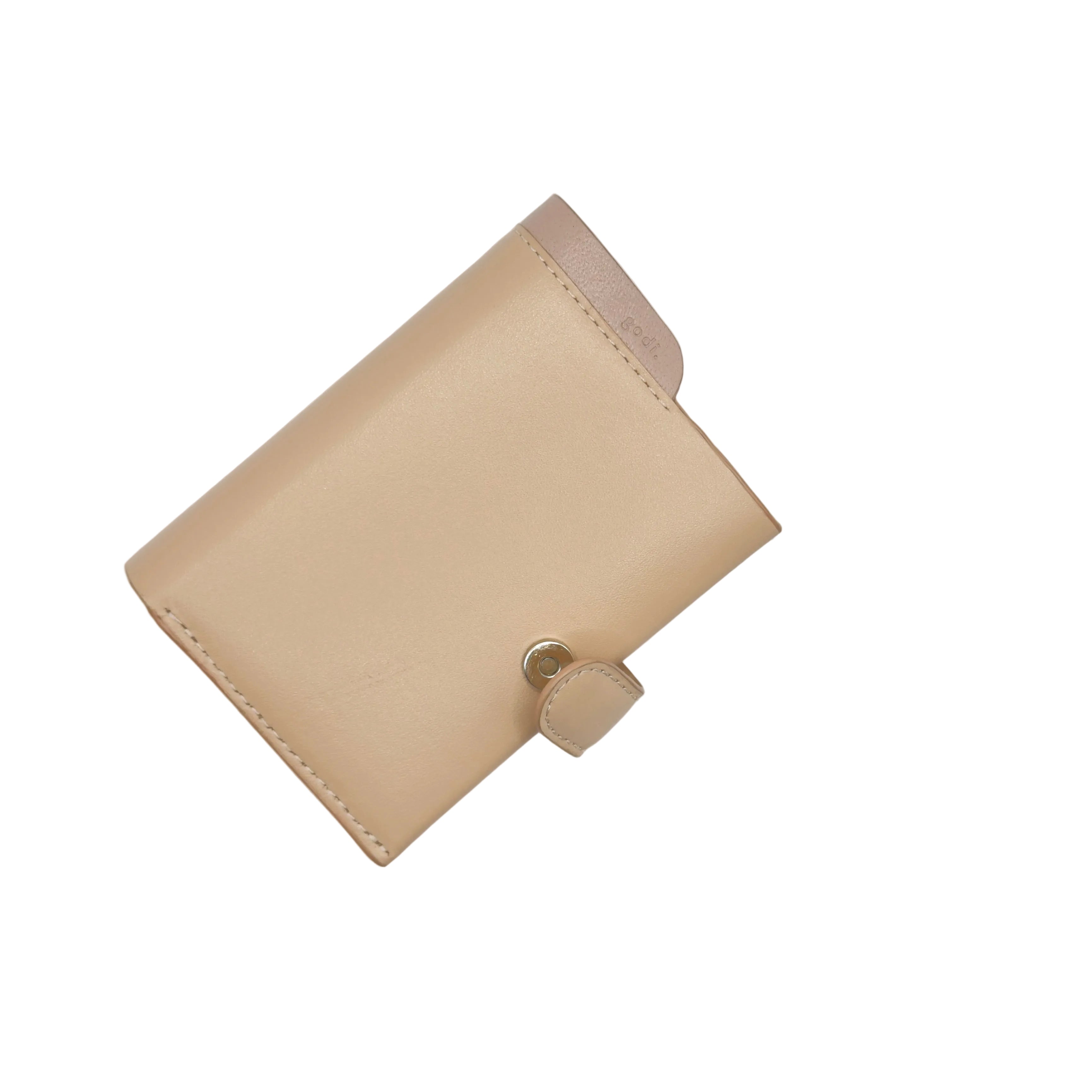 Pink leather wallet on a white background