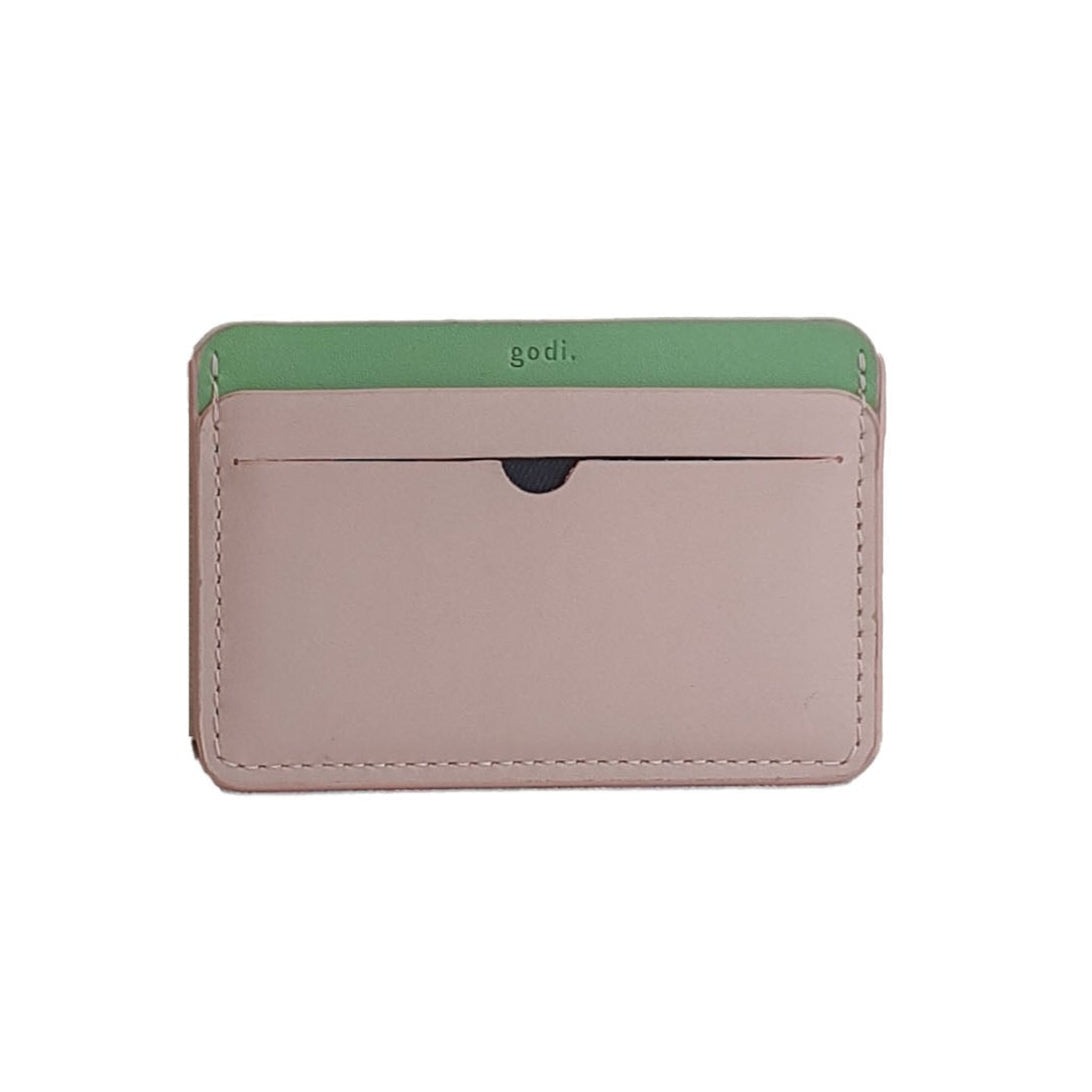 Card Holder in Nude Pink and Sea Green