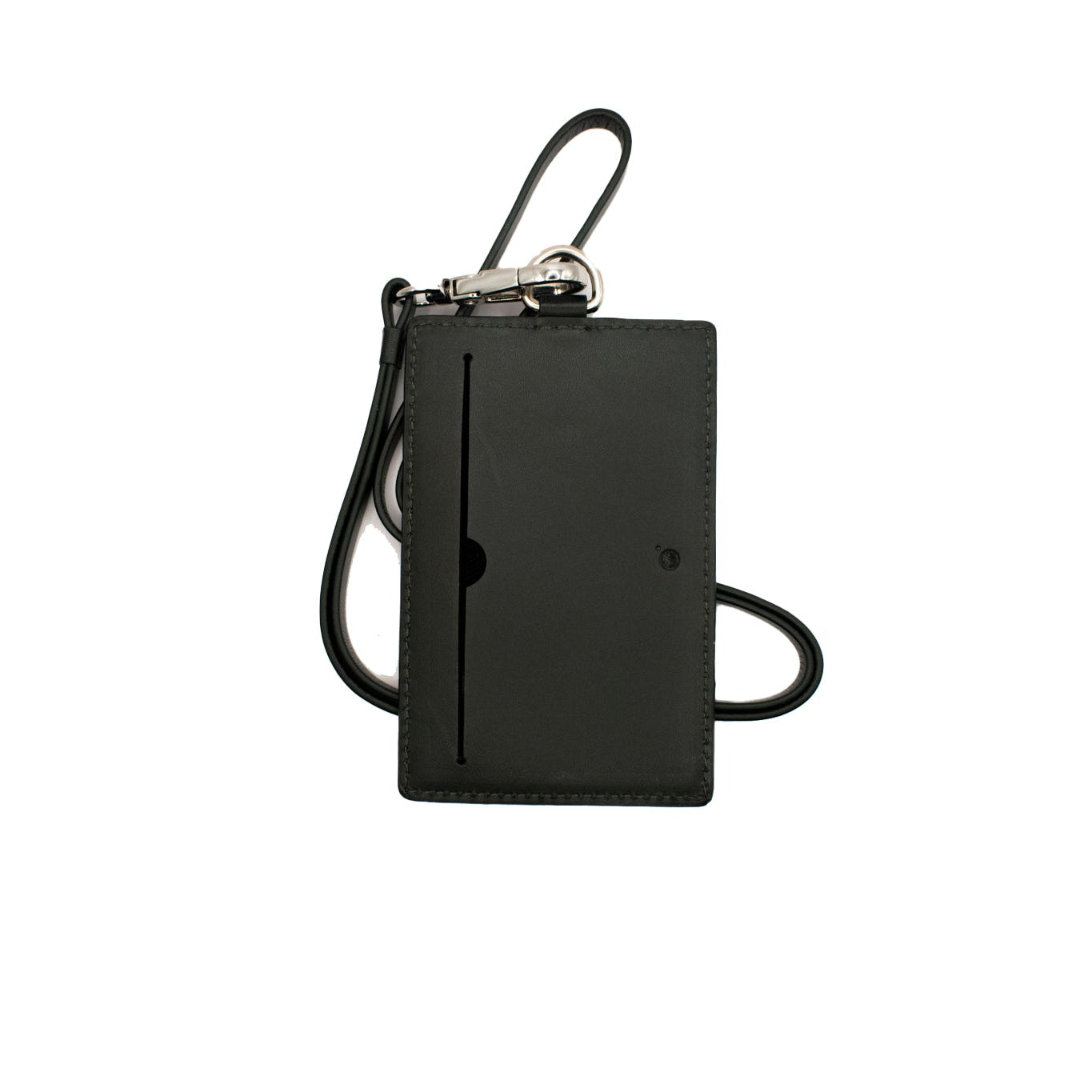 Dark Green rectangular keychain with a strap on a white background