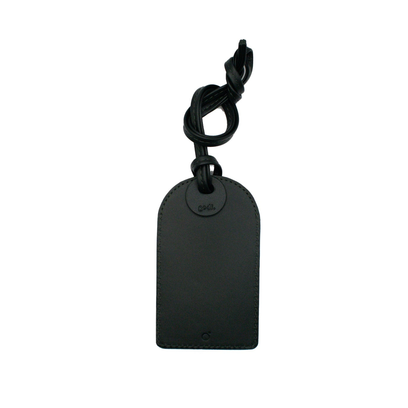 Forest Green luggage tag with chain on a white background