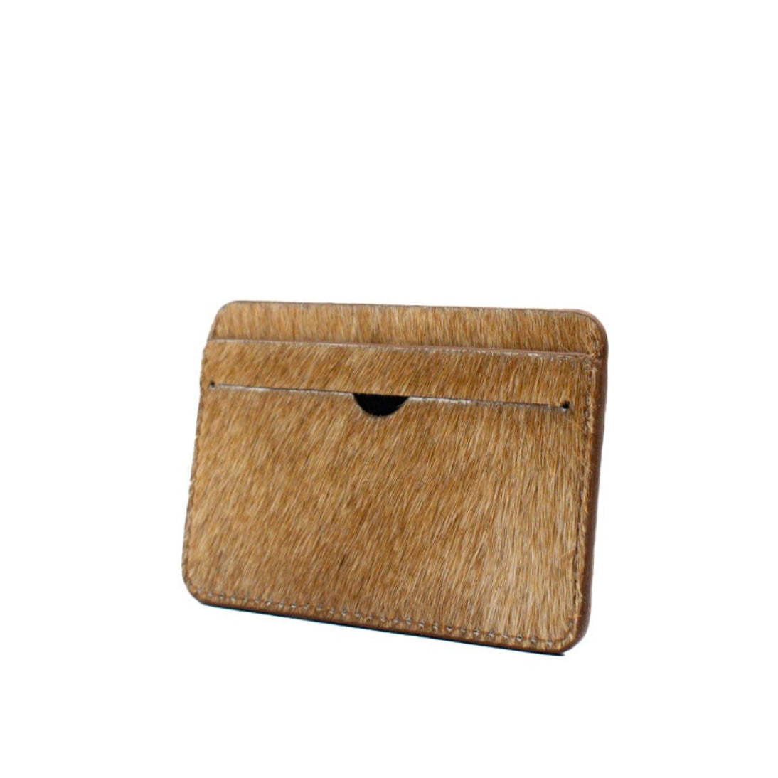 Brown leather cardholder on a white background