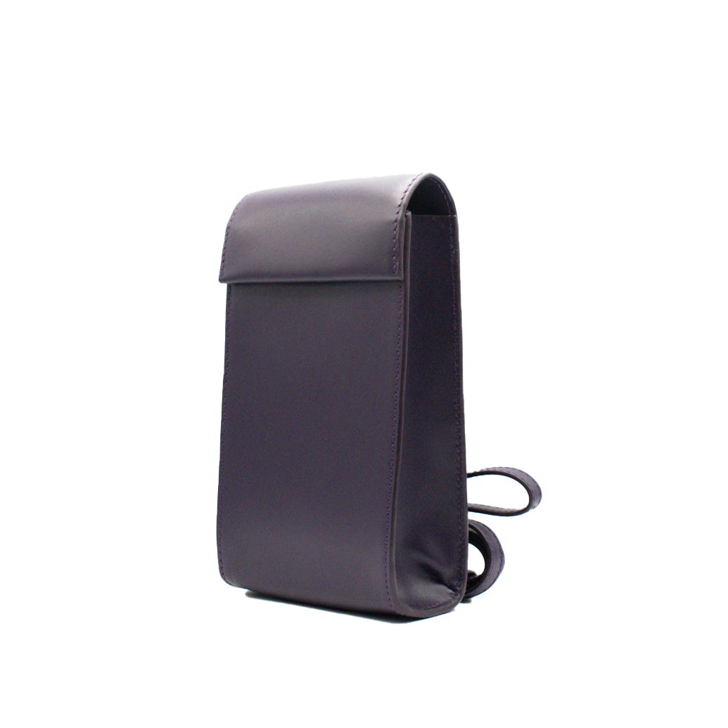 eggplant phone bag side angle on a white background