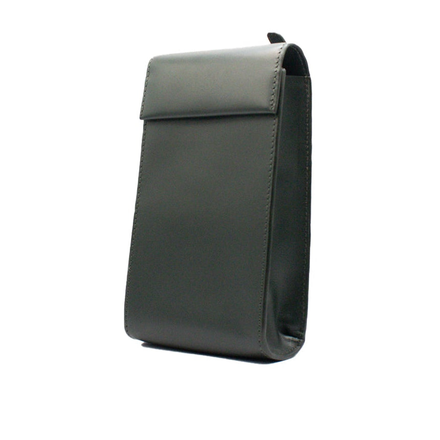 Dark Green leather pouch on a white background