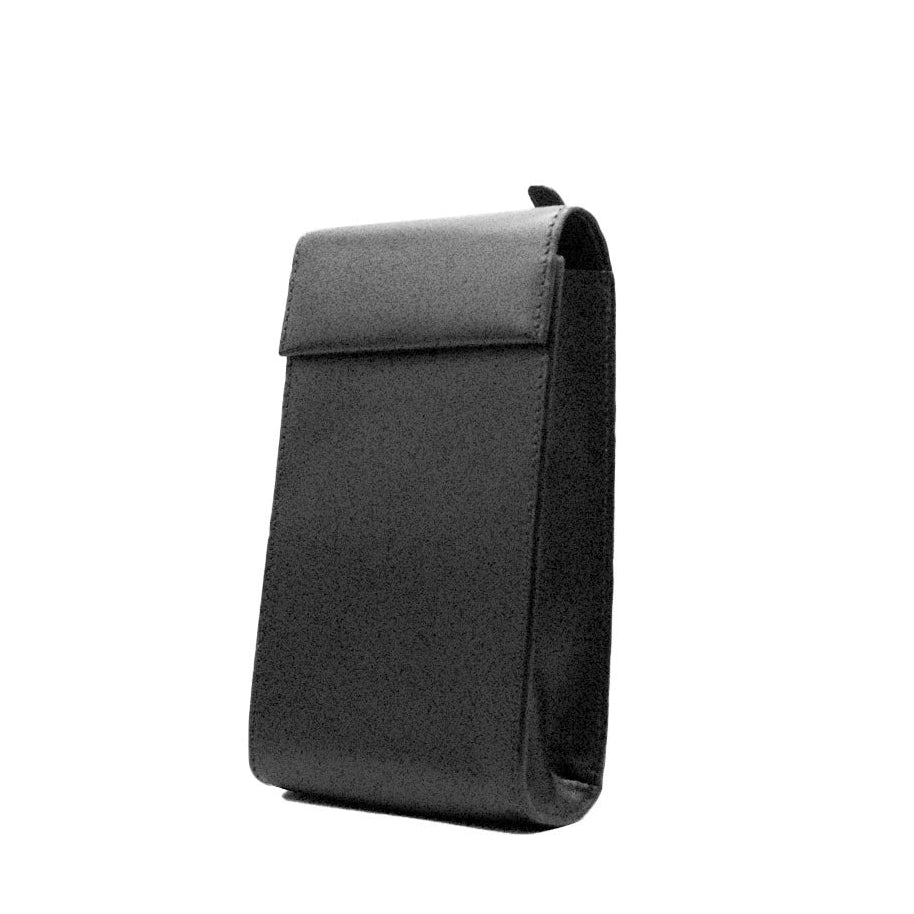 Black leather pouch on a white background