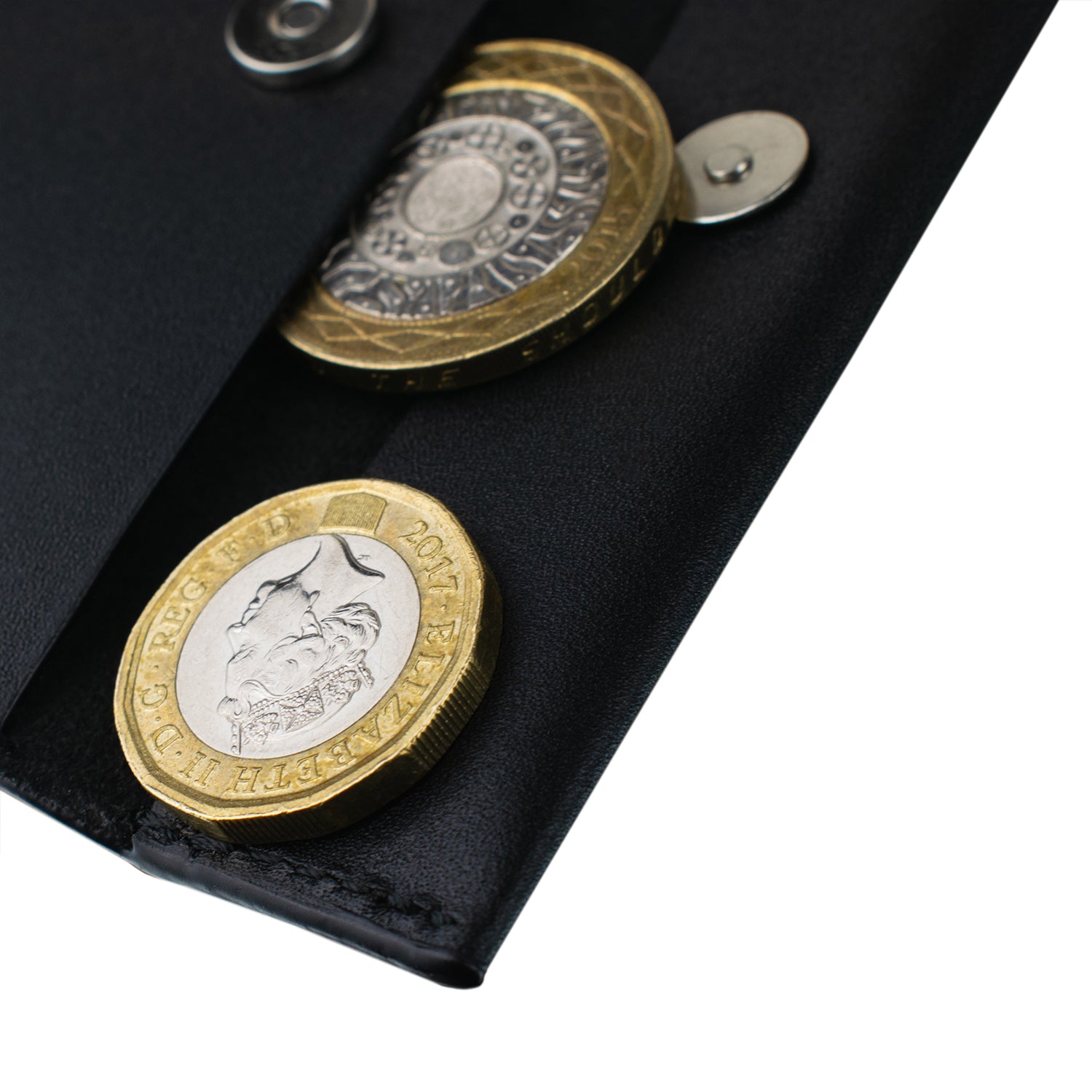 Compact Coin & Card Case in Black