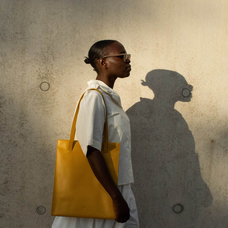 Adjustable Tote Bag in Amber Yellow