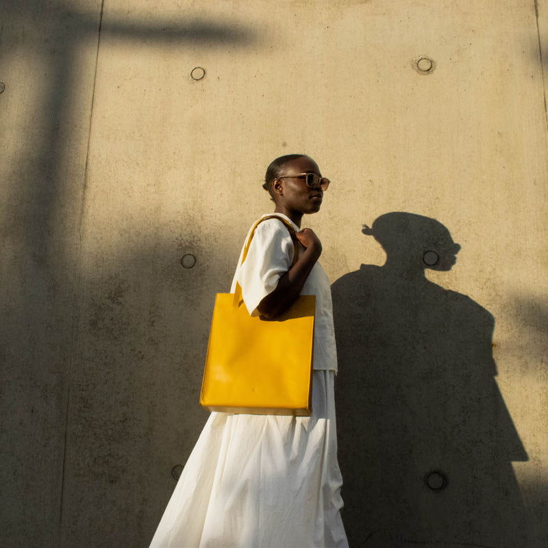 Adjustable Tote Bag in Amber Yellow