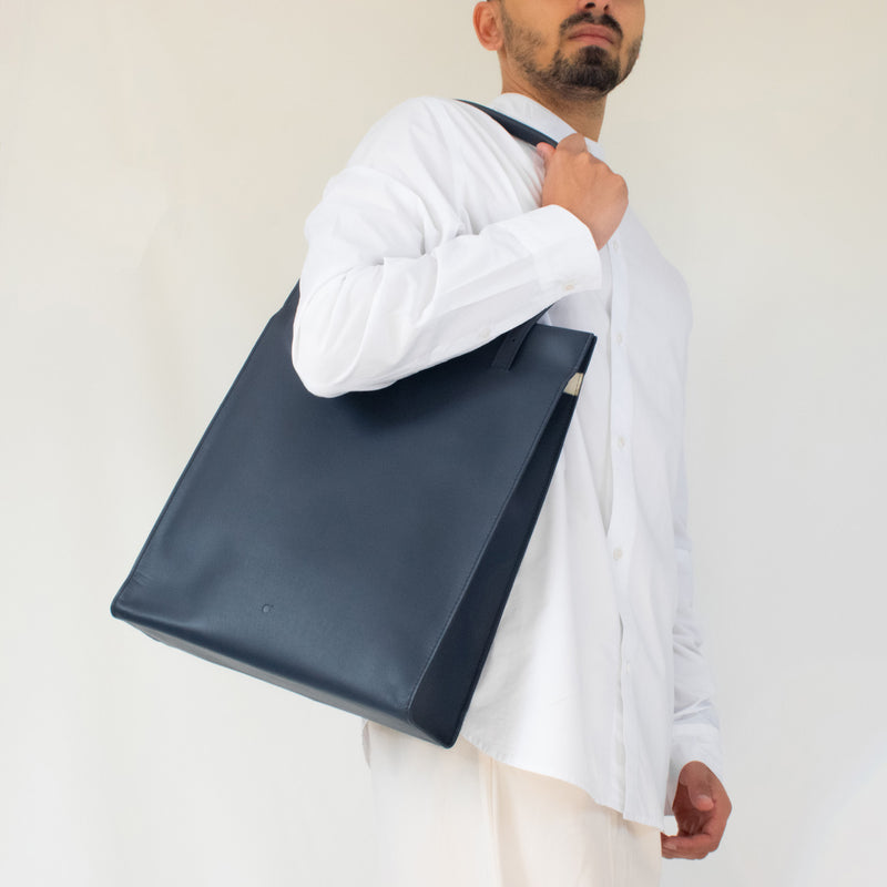 Adjustable Tote Bag in Navy Blue