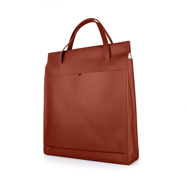 Adjustable Tote Bag in Rust Brown