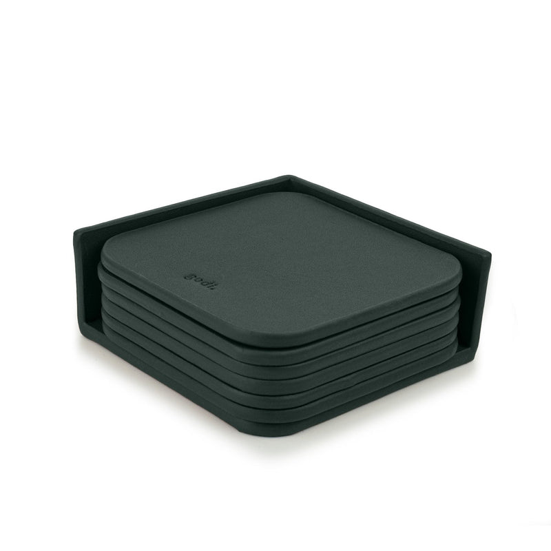 Petrol Grey Small Leather Coasters Set