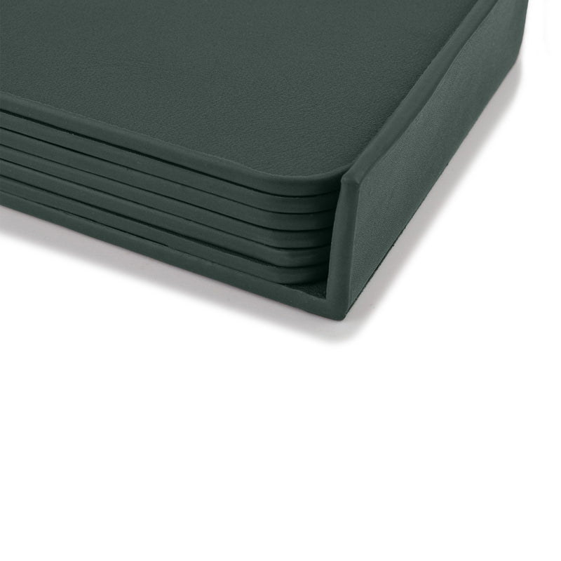 Dark Green Large Leather Coasters Set