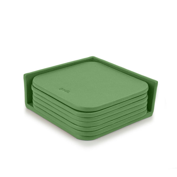 Sea Green Small Leather Coasters Set