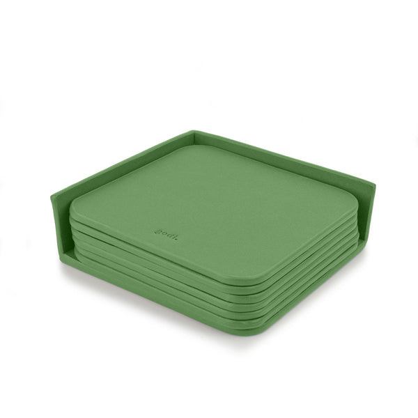 Sea Green Large Leather Coasters Set