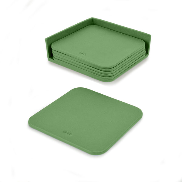 Sea Green Large Leather Coasters Set
