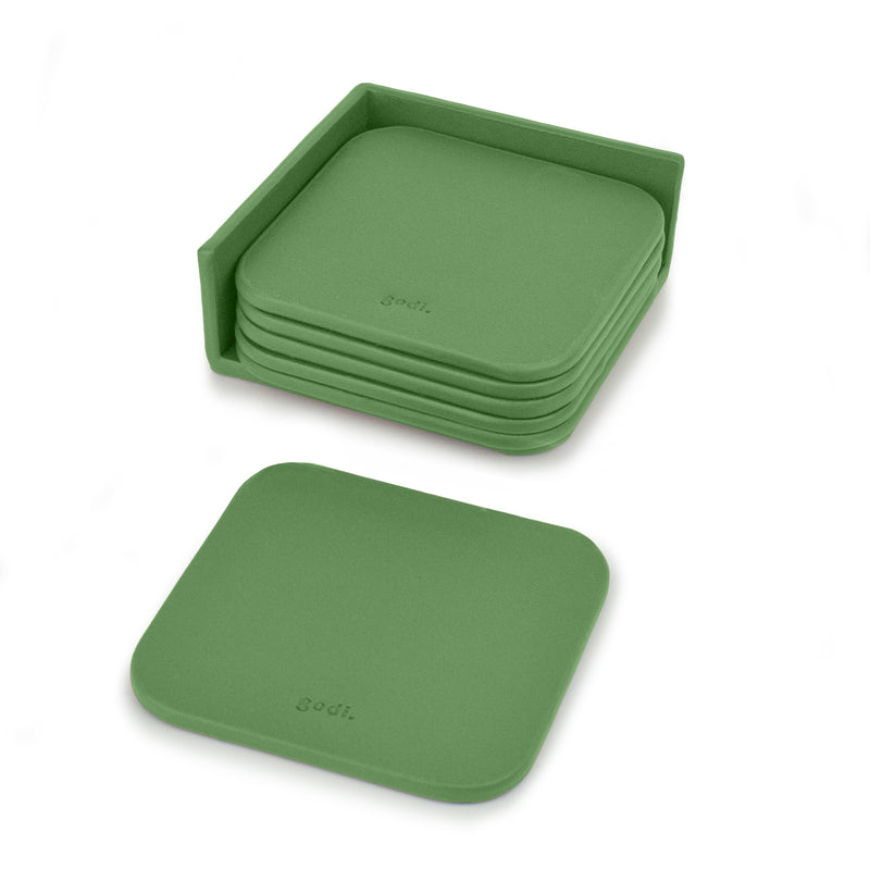 Sea Green Small Leather Coasters Set