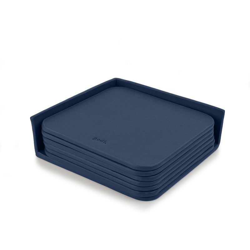 Sea Green Large Leather Coasters Set