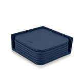 Navy Blue Small Leather Coasters Set
