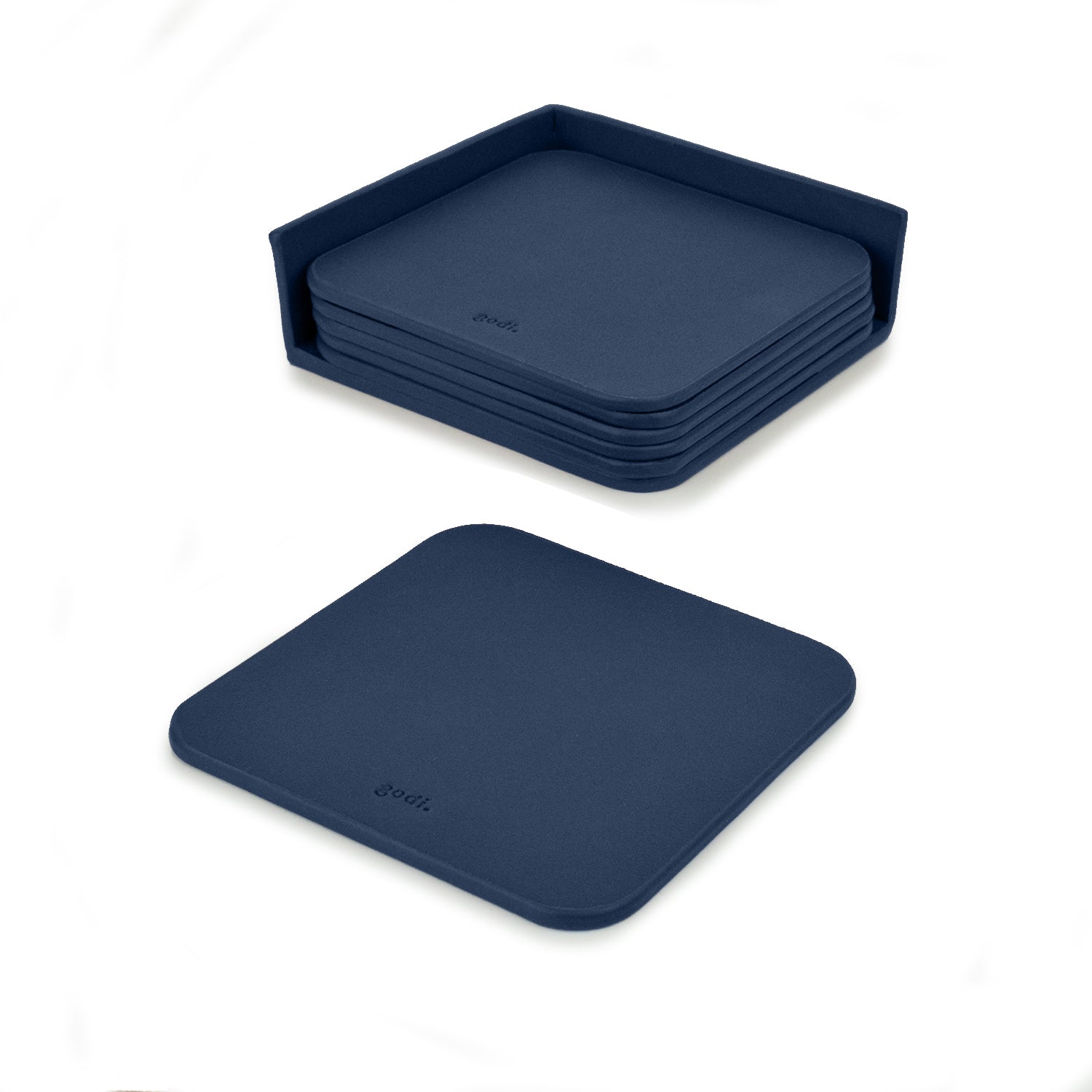 Leather Coasters Set in Navy Blue