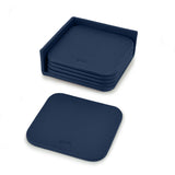 Navy Blue Small Leather Coasters Set