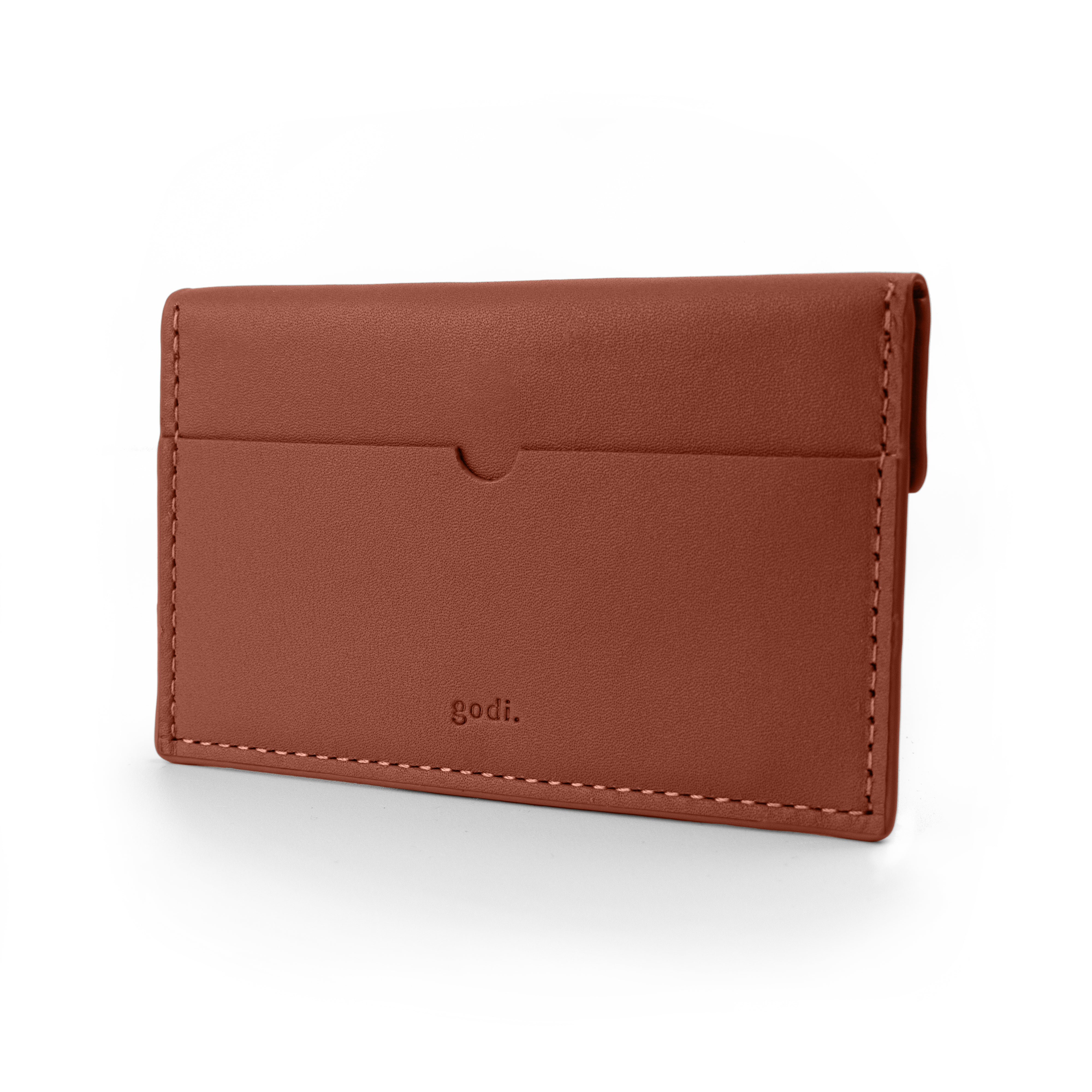 Compact Coin & Card Case in Rust Brown