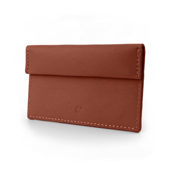 Compact Coin & Card Case in Rust Brown
